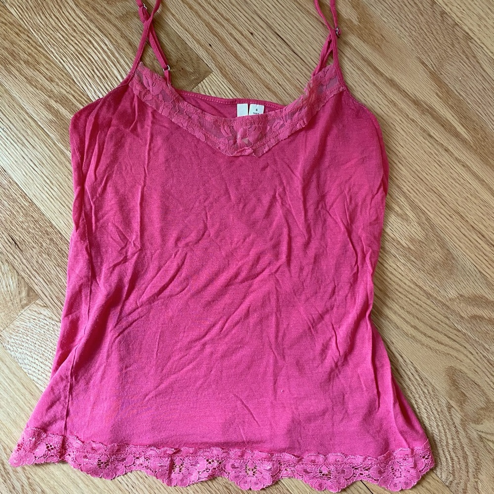 Frenchi Pink Lace Tank Top
